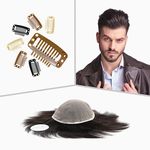 Artello® SNAP CLIPS for Swiss Full Lace Hair Patches, Wigs, Extensions, Wefts for Men and Women with Metal Finish for Easy Sewing and Clipping (Colour: Black) (6 Pcs)