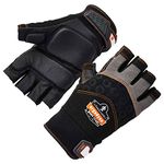 Ergodyne ProFlex 900 Impact Protection Work Gloves, Padded Palm, Half-Finger, Large,Black