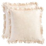 The White Petals Cream Frills Euro Sham Covers for Sofa, Couch & Bed (26x26 inch, Pack of 2)