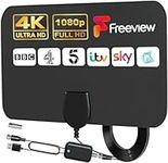 TV Aerial Indoor – Digital Indoor TV Aerial 250+ Miles Long Range – Amplified HD TV Antenna with Signal Booster for Freeview – TV Ariels Indoor with 13 ft Long Cable – Support 4K 1080P HDTV