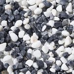 JeeMooTown 1.8KG(3.96lb) Colorful Fish Tank Stones Decorative Stones and Pebbles for Plant Pot, 6~9mm White and Grey Fish Tank Gravel Aquarium Gravel, Natural Color Unfading