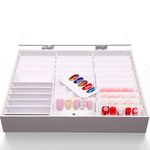 Nail Art Display, Nail Storage Organizer Box, Empty Nail Tips Storage Box with Cover Fake Nail Display Case for Nail Salon Home Personal Use (White)