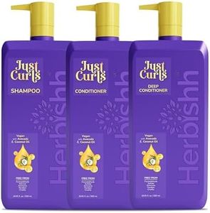 Herbishh Just Curls Vegan Shampoo and Conditioner + Deep Conditioner for Curly Hair Products Kit Enriched with Avocado & Coconut Oil for Dry Damaged, Wavy, Curly Hair Gift set for Women & Men