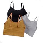 BRAAFEE Pack of 3 Girls Cotton Slightly Padded Teenager Full Coverage Sports Fitness Yoga and Gymwear, Fashionable Lifestyle, Outdoor Life Bra (Multicolor) AAJ1_FANCYBRA_Cream (32, Black Grey Yellow)