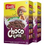 Kwality Choco Rings 375g (Pack 2) | Made with Whole Wheat, 0% Maida | Source of Protein & Fiber | Richness of Chocolate | Healthy Food & Breakfast Cereal for Kids