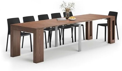 Mobili Fiver, Easy, Extendable Console Table with Extension Leaves Holder, 17.7(120.1) x35.4 in, Walnut, for 4-12 People, Space Saving Dining Table for Entrance, Living Room, Italian Furniture