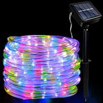 JIMACRO Outdoor Solar LED Rope Lights, IP65 Waterproof Rope Lights 12m/39.4ft 100LEDs Solar Decoration Lights with 8 Lighting Modes, Rope Fairy Light for Garden Tree Party Christmas Decoration