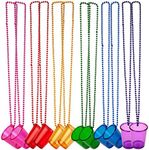 GOOCHOO Shot Glass on Beaded Necklace, 12 Pack for Festival Parade Decoration (MIX)