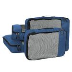 Fatmug Packing Cubes Travel Pouch Bag/Clothes Organiser Set Of 4(2 Large And 2 Medium) (Navy Blue) - Polyester