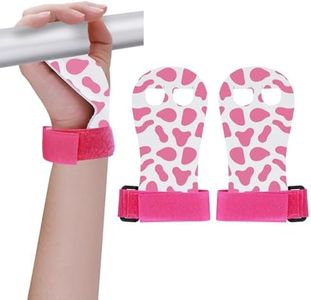 Abeillo Gymnastics Hand Grips for Girls Youth, Athletic Gymnastics Grips Cow Print Gloves Gymnastic Bar Palm Protection Sports Accessories for Workout and Exercise(s,Pink)