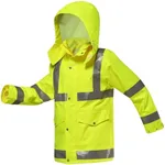 iCreek Safety Rain Jacket for Men & Women Reflective Waterproof Raincoat With a hat High Visibility Anti-Storm (XXXL, Yellow)