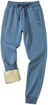 Gihuo Men's Sherpa Lined Athletic Sweatpants Winter Warm Track Pants Ribbed Leg Jogger Pants(Blue-XXL)