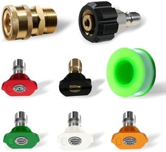 Pressure Washer Nozzle Tips, 5 Pack Pressure Washer Tips, Pressure Washer Quick Connect Kit, 4500 PSI 2.5 GPM, Quick Connect Fittings, M22 14mm to 3/8 Inch Hose Adapter, 2 Pieces