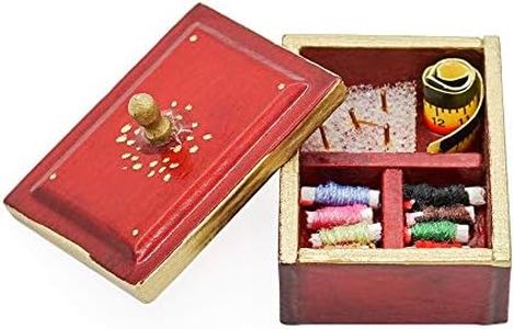 Odoria 1/12 Miniature Sewing Box Dollhouse Decoration Accessories, Red