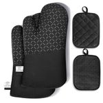 OUTDOUSE Oven Mitts Oven Gloves Oven Gloves Baking Gloves Cooking Gloves – Outdoor ven Mitts Set of 4 Heat Resistant,Black,30*18*3.5cm