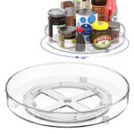 Okiuen 2 Pcs Lazy Susan Turntable Cupboard Organiser(27+23.5cm), Rotating spice rack Fridge turntable organiser, spinning cupboard organiser, turntable storage 9.3+10.6 Inch for Cabinet,Fridge,Pantry