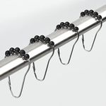 mDesign Steel Metal Easy-Glide Roller Ball Shower Curtain Rings - Bathroom Shower Curtain and Curtain Liner Rolling Ring Hooks for Shower Rod, Guest Bath and Powder Room - 12 Rings - Black