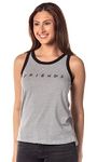 Bioworld Friends TV Show Juniors Friends Logo Ringer Tank Top Shirt, Heather Grey, X-Small