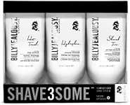 Billy Jealous Shave3some Travel-Size Trio Shaving Kit for Men with Heating Pre-Shave, Super Slick Shave Cream and Cooling After-Shave, Citrus Scent, 3 Fl Oz Each