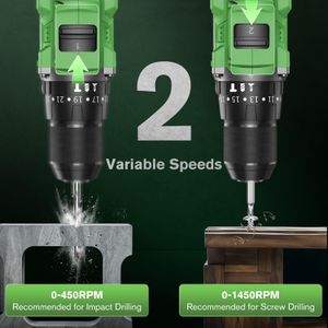 Ginour 21V Brushless Cordless Combi Drill Set – 2x2.0Ah, 48-Piece Kit