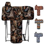 Harrison Howard Sturdy Waterproof Western Saddle Cover with Stylish Prints That Stand Out Keep Your Saddle in Pristine Condition Perfect for Showing or Riding Events-Skull Dread