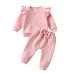 Fupality Baby Girl Clothes 2Pcs Sets Solid Long Sleeve Ruffle Top Pants Outfits Set