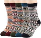 Mens Warm Wool Socks Thick Winter Thermal Stripe Wool Crew Socks