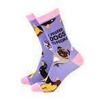 Sock Therapy Womens Novelty Funky Pattern Colorful Fun Dress Socks Smart Design Animal Print Comfortable Breathable Socks Non Slip Great Gift - I Prefer Dogs