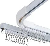 SOLOKOS Room Divider Ceiling Track Set for Curtains with Hooks, Corner Connectors(Set of 2) and top Brackets Curtain Rail System (6-9 ft Track Set)