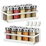 Magnetic Spice Rack 2 Pack Refrigerator Shelf Seasoning Organizer W/ 4 Hooks Metal Storage Rack Fridge Side Wall Mount Spice Stand Jar Holder Utensils Towel Shelves Home Kitchen Organization - White