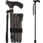 Switch Stick Luxury Engraved Black Walking Stick - Folding And Adjustable