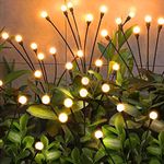 Solar Lights Outdoor Waterproof, 4 Pack Solar Wind Swaying Lights 8 LED Firefly Lights, Solar Garden Lights Decor for Yard Lawn Patio Pathway Party Wedding Halloween Christmas Decoration(Warm White)