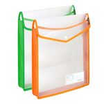 Shuban 2 Pcs Plastic File Folder Vertical Poly Envelope Expanding File Document Organizer with FS Size Snap Closure & Label Pocket Clear Colored File Pouch for Office Home Storage (Assorted Color)