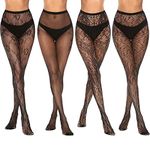 MANZI Womens Patterned Tights Fishnets Tights Fashion Pantyhose Ladies Tights 4 Pairs