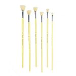 6 pieces / set. Fan Shape Pig Bristle Hair Paint Handle Oil Paint Brush Watercolor Brush Artists Professional Art Supplies