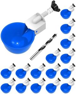 psarnuk Chicken Waterer Cups (16 Pack/Blue) - DIY Automatic Large Chicken Water Feeder for Ducks Quail and Various Poultry Dispenser with Matching Drill, Double Rubber Ring, Not Leaking Wate
