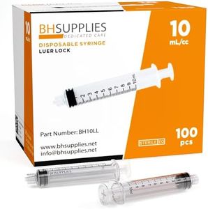 BH Supplies 10ml Luer Lock Tip Syringes (No Needle) - Sterile, Individually Wrapped - 100 Syringes