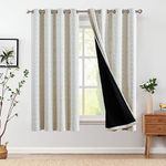 jinchan Full Blackout Boho Curtains 63 Inch Length for Bedroom Beige Geometric Printed Grommet Top Room Darkening Thermal Insulated Window Drapes 2 Panels