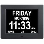 2022 Vision, Digital Calendar Day Clock, Extra Large Day of The Week Date Time Impaired Vision Memory Loss Dementia Clocks with 12 Alarms for Seniors Elderly Alzheimer (8-inch Black)