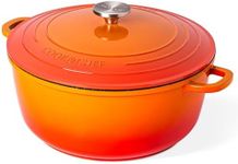 Dutch Oven Pot with Lid – Non Stick Deep Dutch Oven for Bread Baking – Cast Aluminum Cooking Pot – Oven Safe Stock Pot – 6.8-Quart, 11 Inch, Orange – by Nuovva