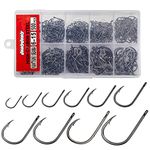 QualyQualy Worm Hooks for Bass Fishing Hooks, 500pcs Bass Hooks Fishing Carp Eyed Fishing Hooks Freshwater Hooks Bass High Carbon Steel with Portable Box