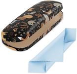 Tiexcnia Eyeglasses Case, Portable Protective Hard Shell Glasses Case with Cleaning Cloth for Men Women, Cute Animals