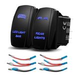 Xislet LED Light Bar Rocker Switches Compatible with ATV Polaris Ranger RZR 800-1000 XP Turbo Can Am Commander 800 Maverick X3 Rear Lights UTV Rocker Switch, LED Blue Backlit (Combo Package) (Blue)