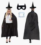 Fancy Steps Halloween Dress for Adult | Witch Costume for Girls | Halloween Hooded Cape, mask, cap, & teeth Dress for Adult | Costumes For Roleplay, (Adult)