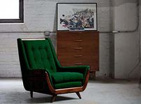 CRAFTCITY Wing Chair for Living Room Chair with Cushion Wingback Chair for Livingroom, Bedroom, Office (Green 1) - Wood