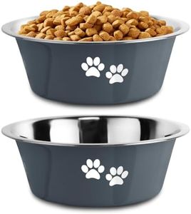 YUDANSI 2020ml Dog Bowls 2 Pack Large Dogs Feeding Bowls Food Water Bowls with Non-Slip Silicone Sole, Stainless Steel Dog Dishes Elevated Raised Pet Feeder