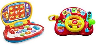 VTech Baby Laptop, Colourful Kids Laptop with LCD Screen & Baby Tiny Tot Driver, Roleplay Steering Wheel for Toddlers, Interactive Driving Toy for Boys and Girls, Pretend Play Toy with Music and Light