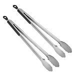 Tongs, AOOSY 2 Pieces Extra Long 16 Inches BBQ Tong 18/10 Stainless Steel Wide Scalloped Gripping Edge Kitchen Tongs for Cooking Serving Grilling Salads, with Joint-Lock