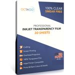 Octago Inkjet Transparency Paper (100% Clear) Transparency Sheets for Inkjet Printers, Color Inkjet Transparency Film, Acetate Sheets for Crafts, Premium Print, Clear Paper A4-30 Sheets