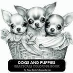 DOGS AND PUPPIES Grayscale Coloring Book